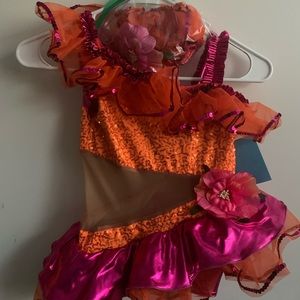 Orange/pink child salsa costume